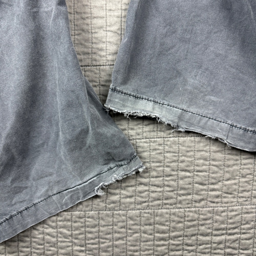 American Eagle Women 6 Regular Gray Cargo Pants Wide Leg Stretch Distressed - Picture 6 of 13